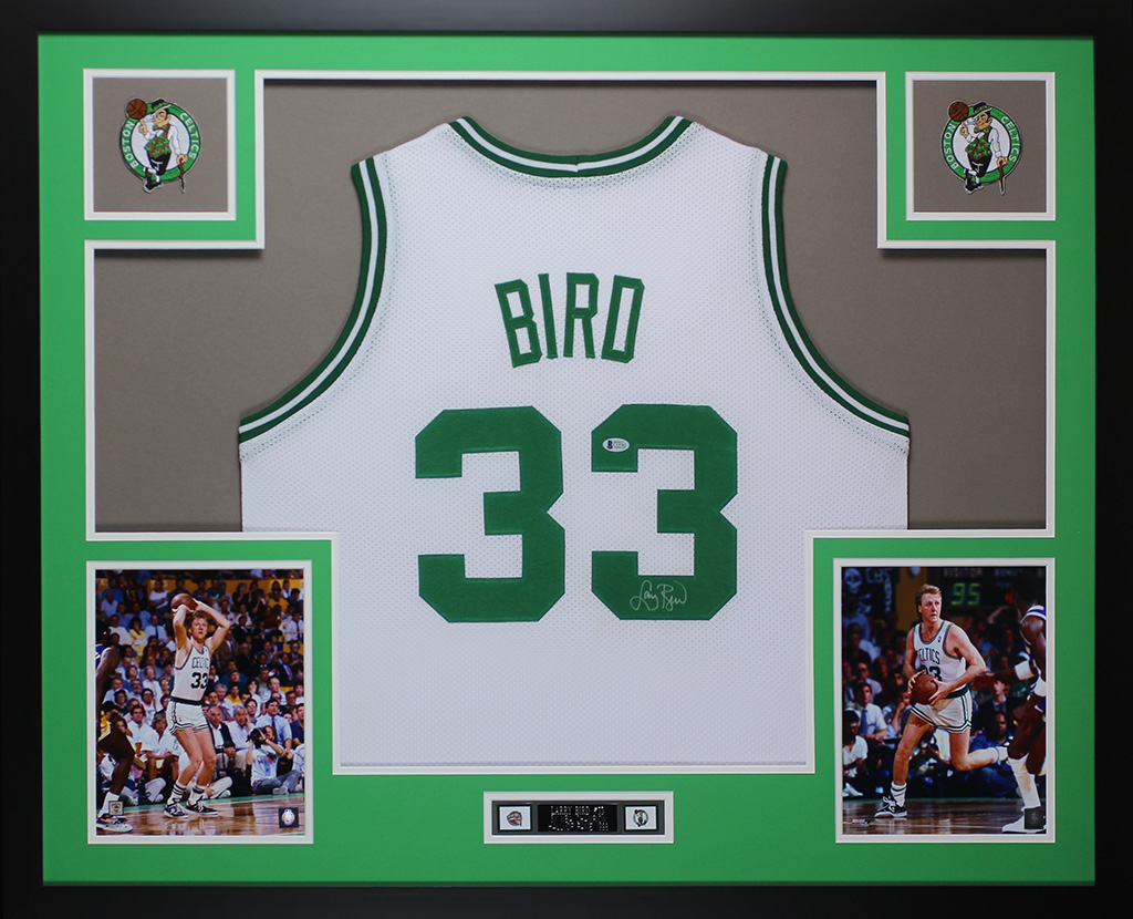 Larry Bird Signed 35x43 Custom Framed Jersey (Beckett COA) at PristineAuction.com Larry Bird Signed 35x43 Custom Framed Jersey (Beckett COA) at PristineAuction.com