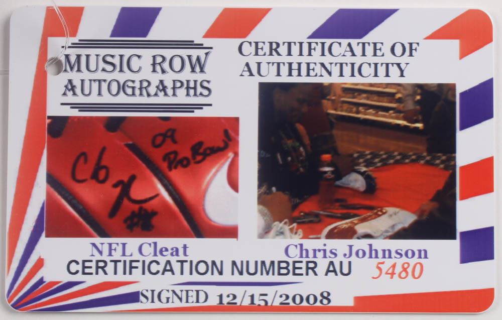 Chris Johnson Signed Nike Football Cleats Inscribed "09 Pro Bowl" (JSA COA) at PristineAuction.com Chris Johnson Signed Nike Football Cleats Inscribed "09 Pro Bowl" (JSA COA) at PristineAuction.com