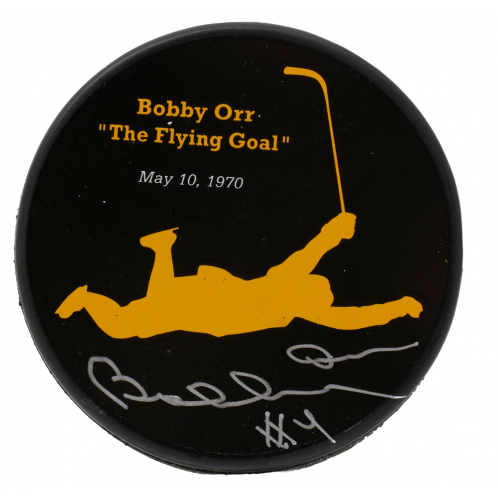 Orr COA Bobby Orr Bruins Signed The Flying Goal Commemorative Puck