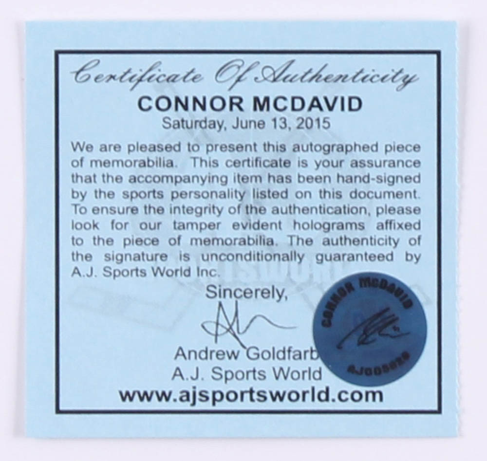 Connor McDavid Signed Team Canada 16x20 Photo (AJ's Sports World COA) at PristineAuction.com Connor McDavid Signed Team Canada 16x20 Photo (AJ's Sports World COA) at PristineAuction.com