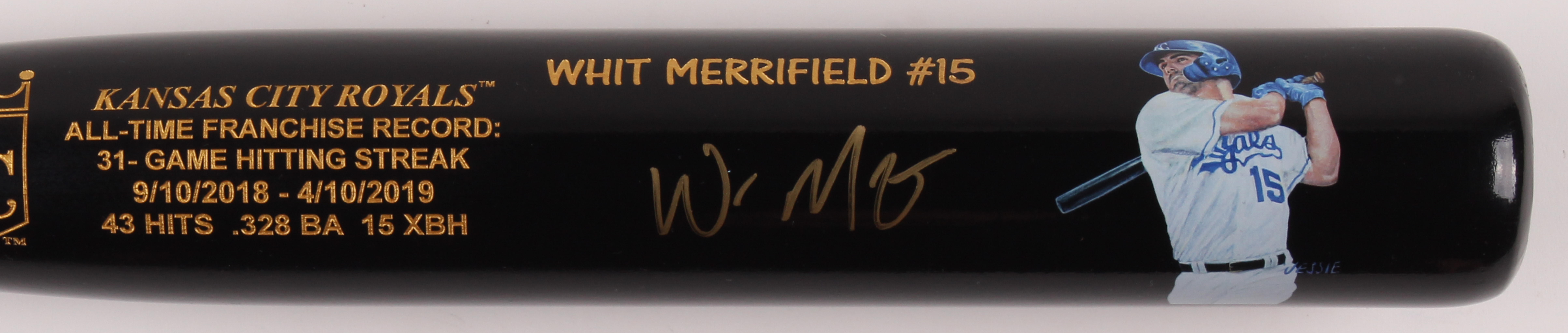 Whit Merrifield Signed LE Kansas City Royals 31-Game Hitting Streak Baseball Bat (JSA COA) at PristineAuction.com Whit Merrifield Signed LE Kansas City Royals 31-Game Hitting Streak Baseball Bat (JSA COA) at PristineAuction.com