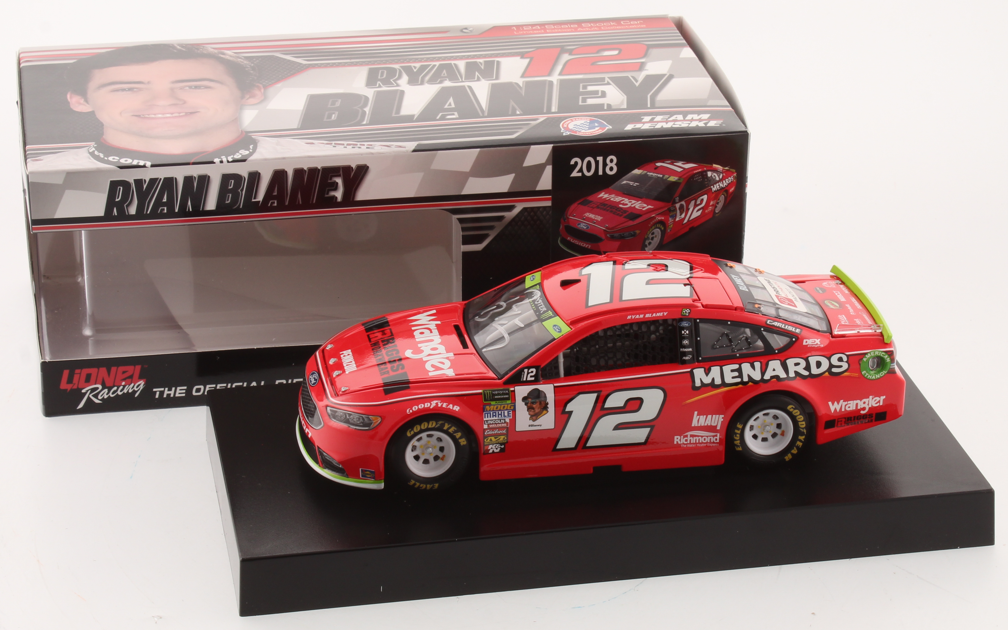Ryan Blaney Signed NASCAR #12 Wrangler 2018 Fusion - 1:24 Premium Action Diecast Car (PA COA) at PristineAuction.com Ryan Blaney Signed NASCAR #12 Wrangler 2018 Fusion - 1:24 Premium Action Diecast Car (PA COA) at PristineAuction.com