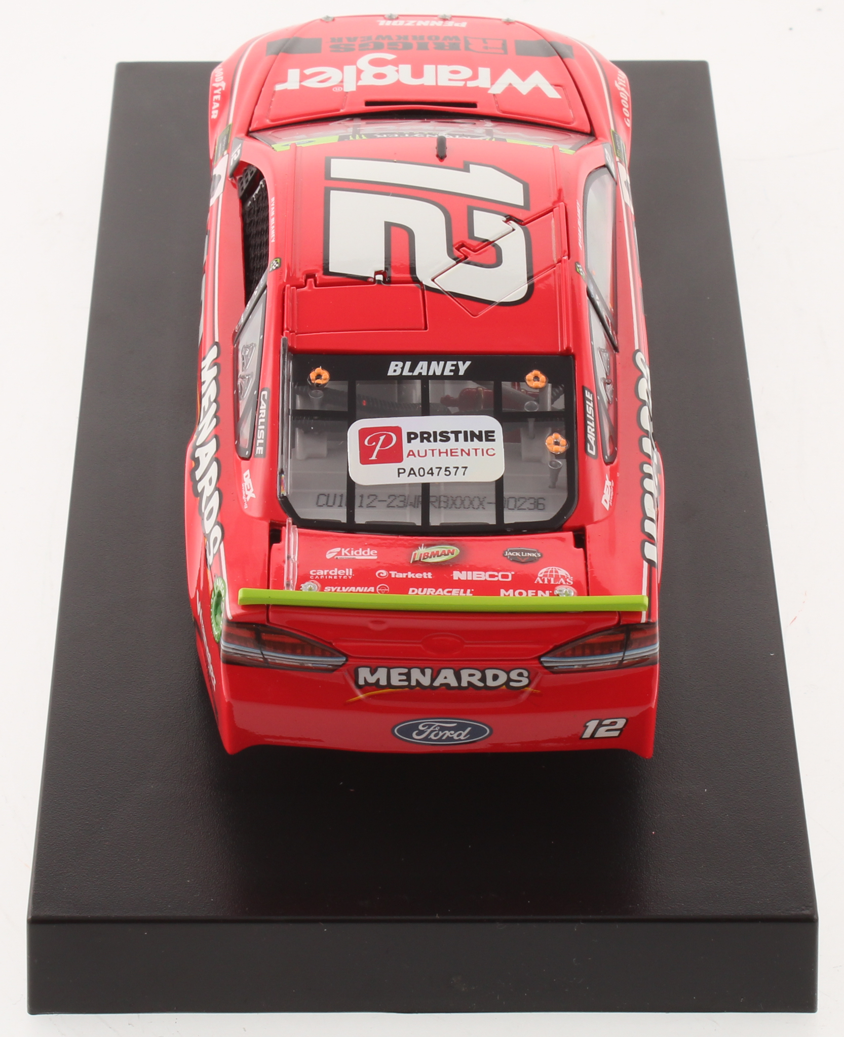 Ryan Blaney Signed NASCAR #12 Wrangler 2018 Fusion - 1:24 Premium Action Diecast Car (PA COA) at PristineAuction.com Ryan Blaney Signed NASCAR #12 Wrangler 2018 Fusion - 1:24 Premium Action Diecast Car (PA COA) at PristineAuction.com