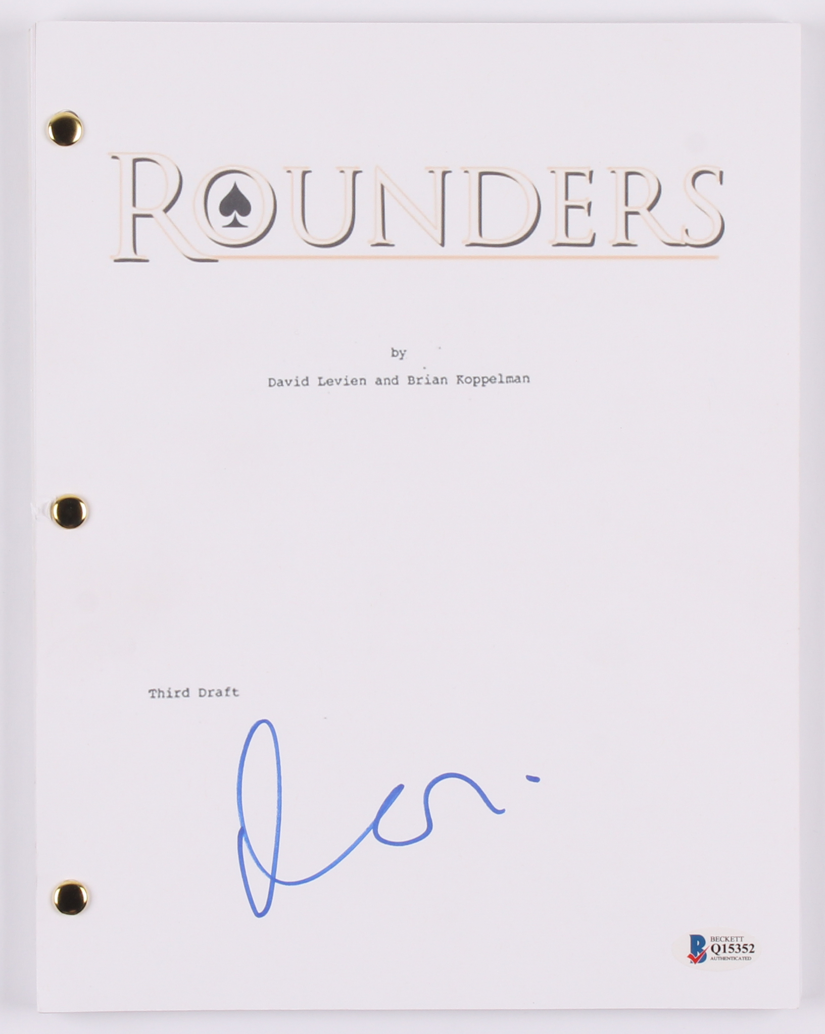 Matt Damon Signed "Rounders" Movie Script (Beckett COA) at PristineAuction.com Matt Damon Signed "Rounders" Movie Script (Beckett COA) at PristineAuction.com