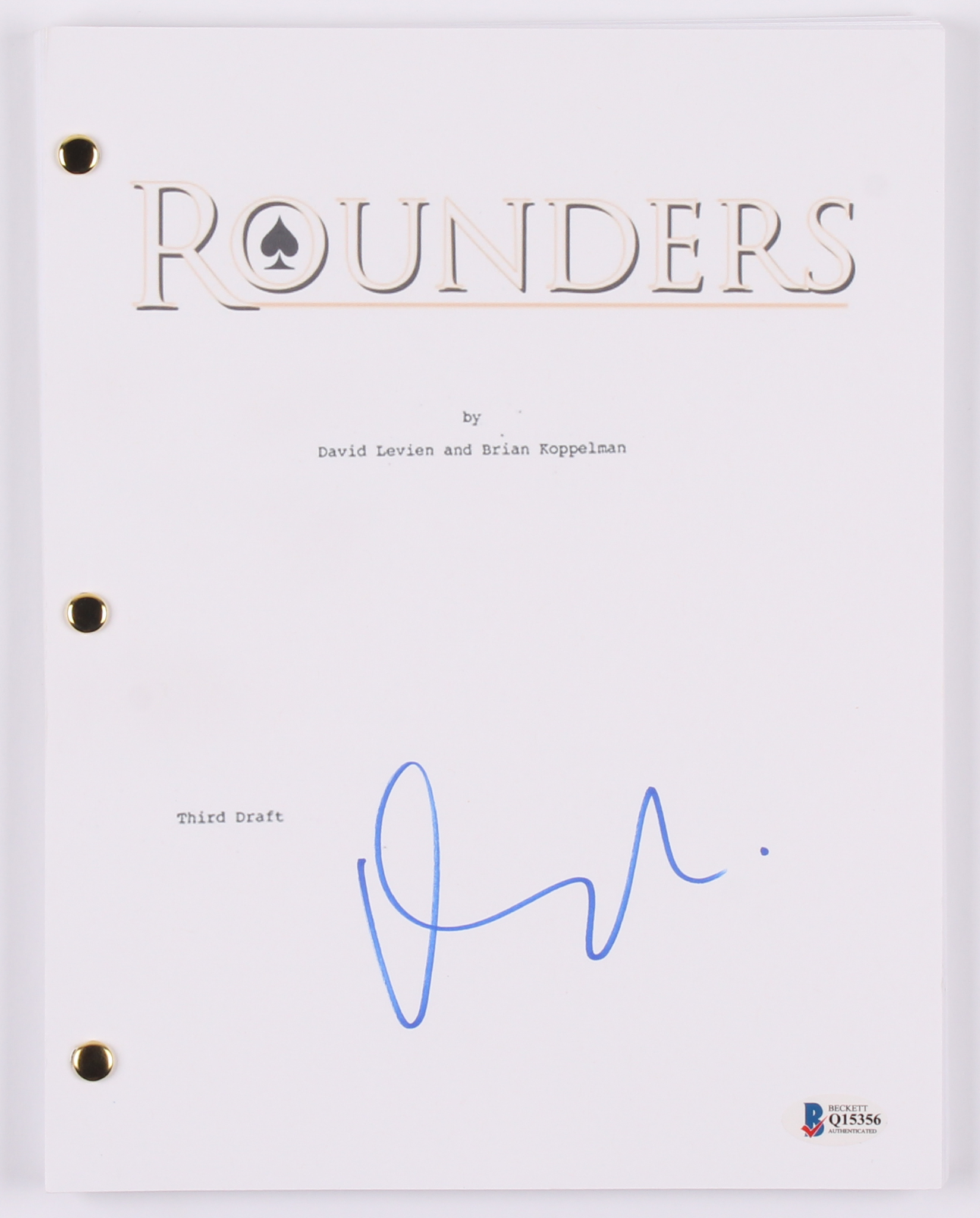 Matt Damon Signed "Rounders" Movie Script (Beckett COA) at PristineAuction.com Matt Damon Signed "Rounders" Movie Script (Beckett COA) at PristineAuction.com