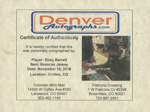 Shaquil Barrett Signed Jersey (JSA COA, Denver Autographs COA, & Sports Memorabilia Hologram) at PristineAuction.com Shaquil Barrett Signed Jersey (JSA COA, Denver Autographs COA, & Sports Memorabilia Hologram) at PristineAuction.com