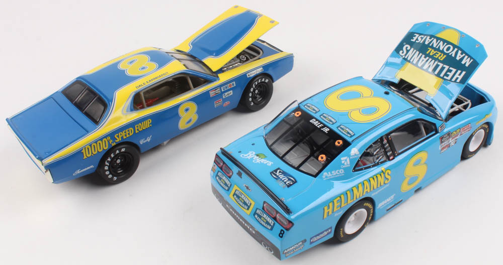 Lot of (2) LE 1:24 Scale Die Cast Cars with Dale Earnhardt #8 RPM 1975 Dodge & Dale Earnhardt Jr. #8 Hellman's Darlington 2019 Camaro at PristineAuction.com Lot of (2) LE 1:24 Scale Die Cast Cars with Dale Earnhardt #8 RPM 1975 Dodge & Dale Earnhardt Jr. #8 Hellman's Darlington 2019 Camaro at PristineAuction.com