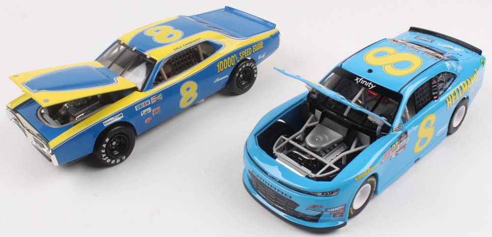 Lot of (2) LE 1:24 Scale Die Cast Cars with Dale Earnhardt #8 RPM 1975 Dodge & Dale Earnhardt Jr. #8 Hellman's Darlington 2019 Camaro at PristineAuction.com Lot of (2) LE 1:24 Scale Die Cast Cars with Dale Earnhardt #8 RPM 1975 Dodge & Dale Earnhardt Jr. #8 Hellman's Darlington 2019 Camaro at PristineAuction.com