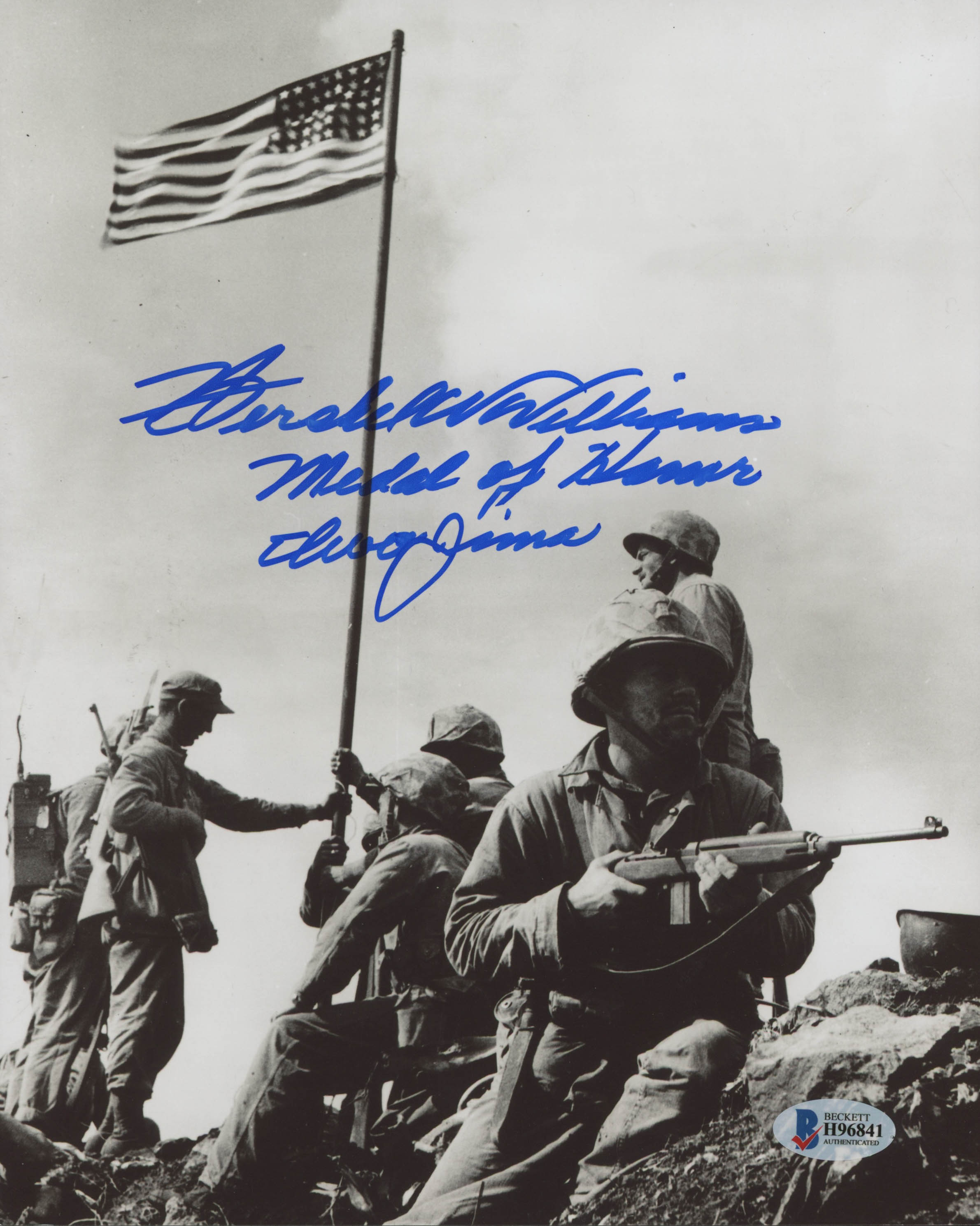 Hershel W. Williams Signed 8x10 Photo Inscribed "Medal of Honor" & "Iwo Jima" (Beckett COA) at PristineAuction.com Hershel W. Williams Signed 8x10 Photo Inscribed "Medal of Honor" & "Iwo Jima" (Beckett COA) at PristineAuction.com