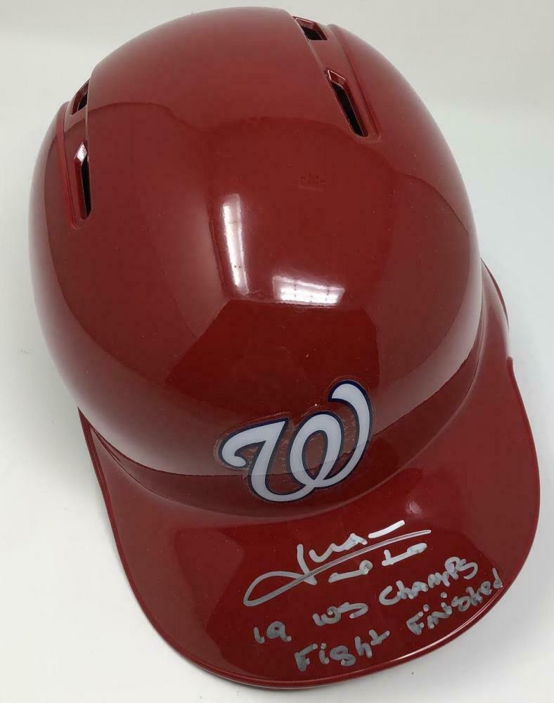 Juan Soto Signed Washington Nationals LE Full-Size Batting Helmet Inscribed "19 WS Champs" & "Fight Finished" (Fanatics Hologram & MLB Hologram) at PristineAuction.com Juan Soto Signed Washington Nationals LE Full-Size Batting Helmet Inscribed "19 WS Champs" & "Fight Finished" (Fanatics Hologram & MLB Hologram) at PristineAuction.com
