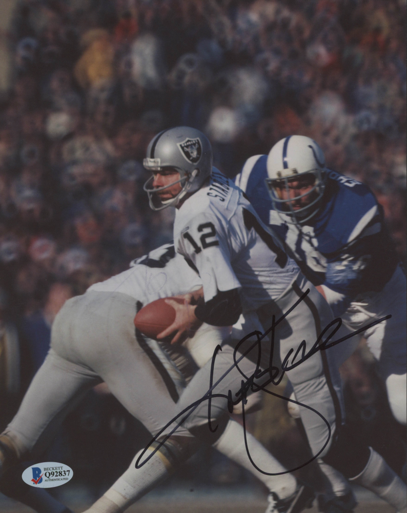 Ken Stabler Autograph Nameplate – Oakland Raiders Helmet, Jersey, Ball Display – Original