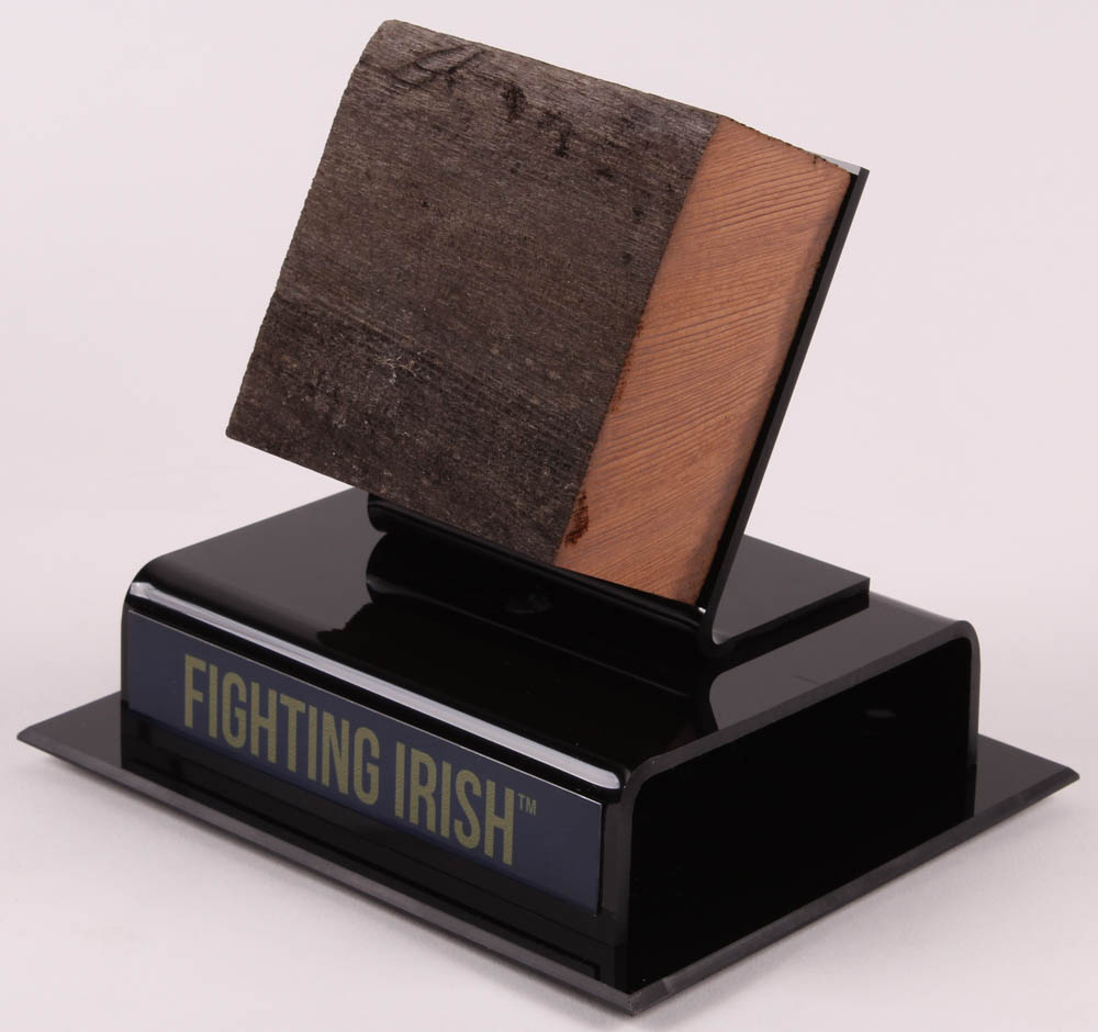 Notre Dame Fighting Irish - Notre Dame Stadium Game-Used Bleacher Bench Slice with Display Case (University of Notre Dame COA) at PristineAuction.com Notre Dame Fighting Irish - Notre Dame Stadium Game-Used Bleacher Bench Slice with Display Case (University of Notre Dame COA) at PristineAuction.com