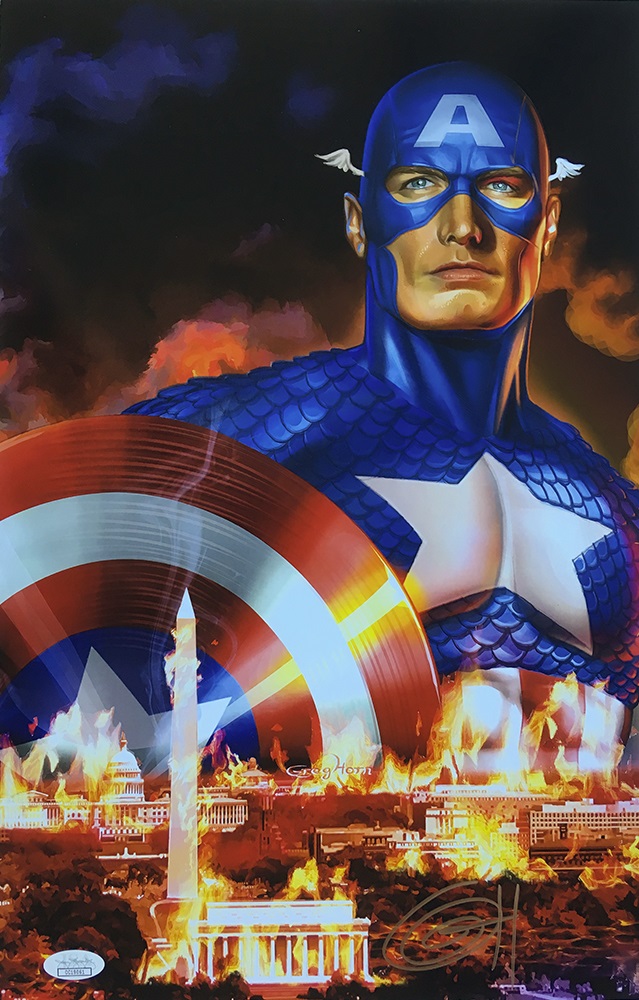 Greg Horn Signed "Captain America " 11x17 Lithograph (JSA COA) at PristineAuction.com Greg Horn Signed "Captain America " 11x17 Lithograph (JSA COA) at PristineAuction.com