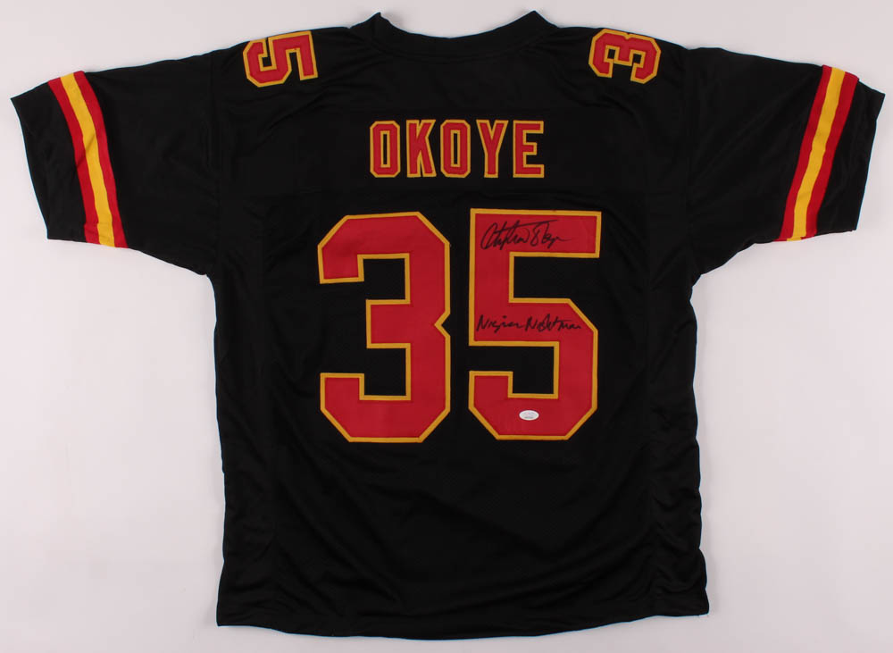 Christian Okoye Signed Jersey Inscribed "Nigerian Nightmare" (JSA COA) at PristineAuction.com Christian Okoye Signed Jersey Inscribed "Nigerian Nightmare" (JSA COA) at PristineAuction.com
