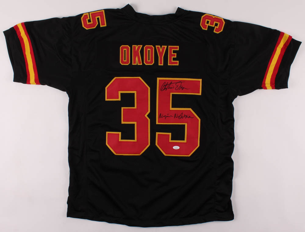 Christian Okoye Signed Jersey Inscribed "Nigerian Nightmare" (JSA COA) at PristineAuction.com Christian Okoye Signed Jersey Inscribed "Nigerian Nightmare" (JSA COA) at PristineAuction.com