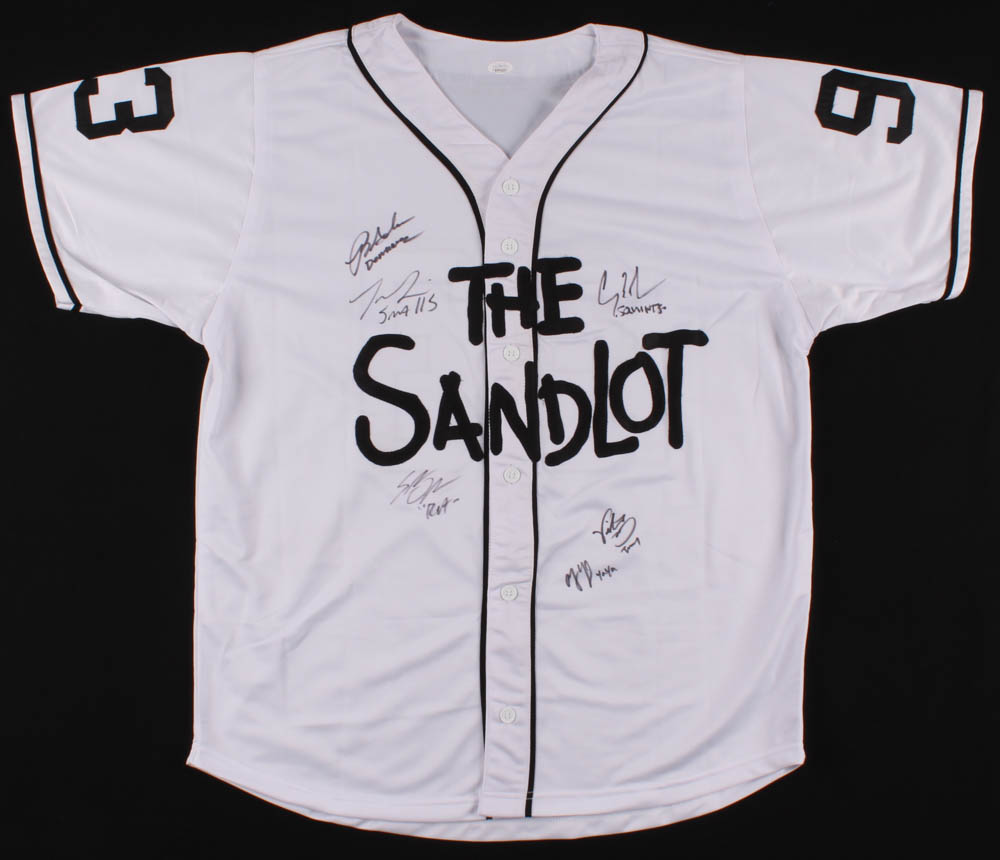 "The Sandlot" Jersey Cast-Signed by (6) with Tom Guiry, Chauncey Leopardi, Marty York, Victor Di Mattia with Inscriptions (JSA COA) at PristineAuction.com "The Sandlot" Jersey Cast-Signed by (6) with Tom Guiry, Chauncey Leopardi, Marty York, Victor Di Mattia with Inscriptions (JSA COA) at PristineAuction.com