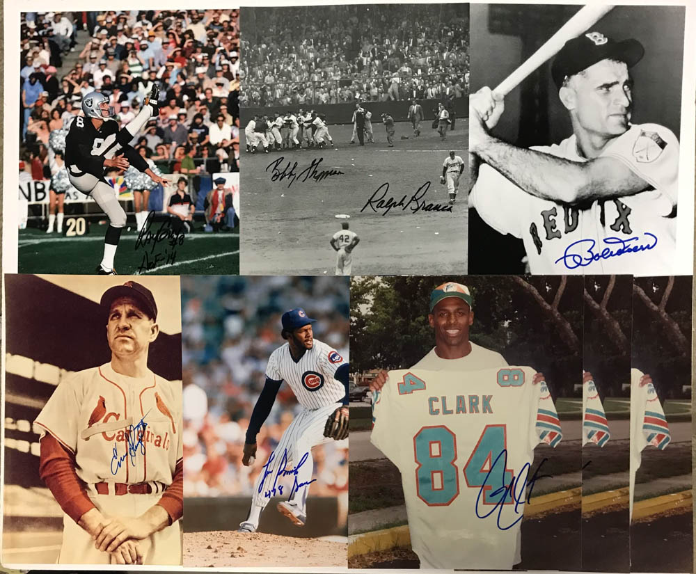 Lot of (25) Signed NFL & MLB Hall of Famers & Stars 8x10 Photos with Ray Guy, Bobby Doerr, Enos Slaughter, Lee Smith (Stacks of Plaques LOA) at PristineAuction.com Lot of (25) Signed NFL & MLB Hall of Famers & Stars 8x10 Photos with Ray Guy, Bobby Doerr, Enos Slaughter, Lee Smith (Stacks of Plaques LOA) at PristineAuction.com