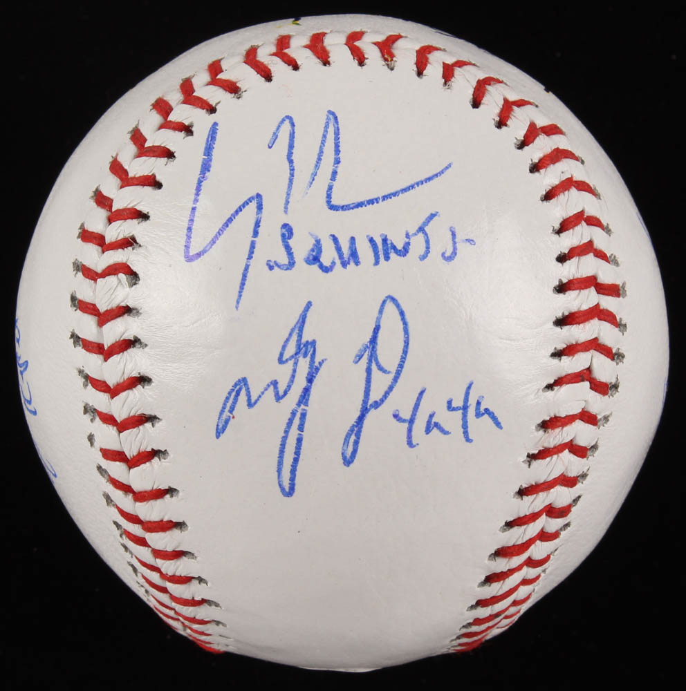 "The Sandlot" Logo Baseball Cast-Signed By (6) with Tom Guiry, Chauncey Leopardi, Marty York, Victor Di Mattia with Multiple Inscriptions (JSA COA) at PristineAuction.com "The Sandlot" Logo Baseball Cast-Signed By (6) with Tom Guiry, Chauncey Leopardi, Marty York, Victor Di Mattia with Multiple Inscriptions (JSA COA) at PristineAuction.com