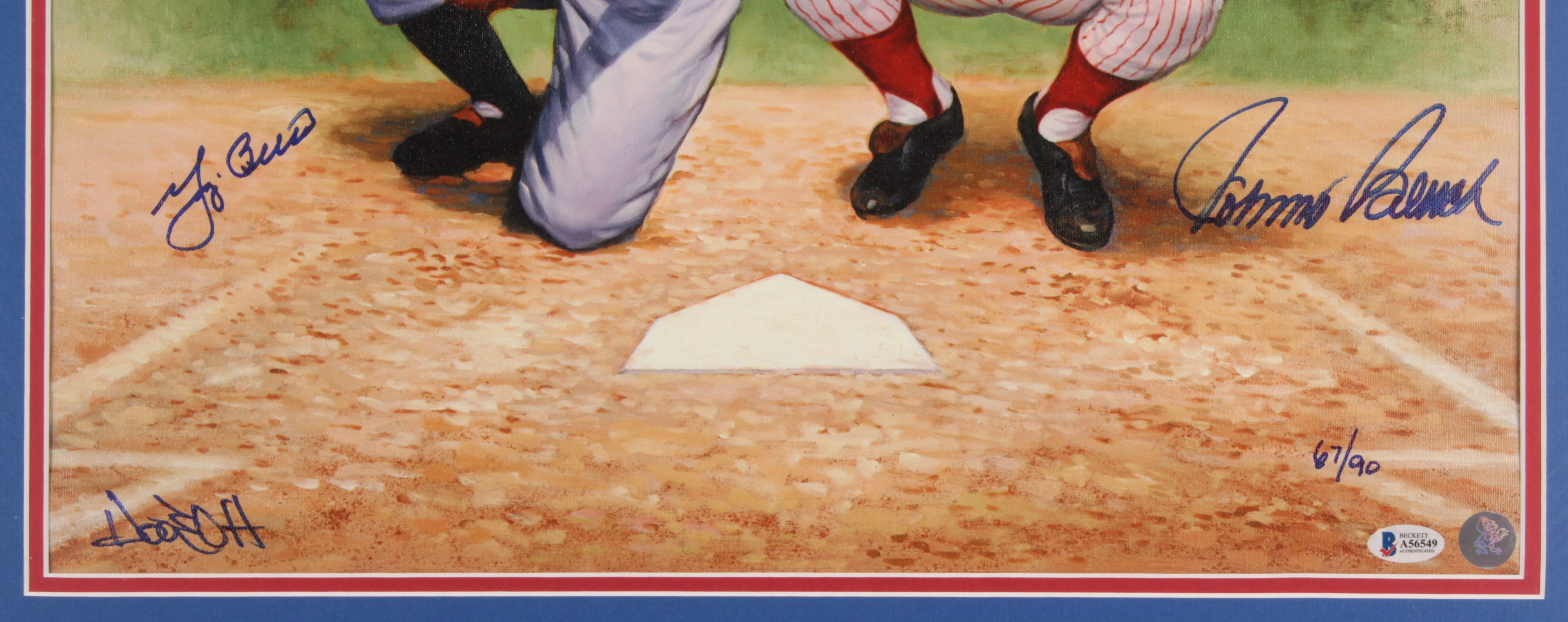 Hall of Fame Catchers LE 24x30 Custom Matted Canvas Signed by (6) with Yogi Berra, Gary Carter, Ivan Rodriguez, Carlton Fisk, Mike Piazza, & Johnny Bench (Beckett LOA) at PristineAuction.com Hall of Fame Catchers LE 24x30 Custom Matted Canvas Signed by (6) with Yogi Berra, Gary Carter, Ivan Rodriguez, Carlton Fisk, Mike Piazza, & Johnny Bench (Beckett LOA) at PristineAuction.com