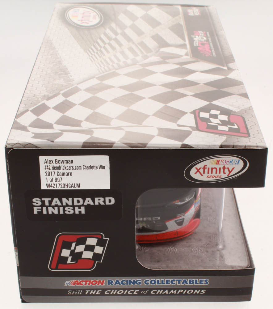 Alex Bowman Signed NASCAR #42 Hendrickcars.com 2017 Camaro - Charlotte Win - 1:24 Premium Action Diecast Car (Hendrick Hologram & COA) at PristineAuction.com Alex Bowman Signed NASCAR #42 Hendrickcars.com 2017 Camaro - Charlotte Win - 1:24 Premium Action Diecast Car (Hendrick Hologram & COA) at PristineAuction.com