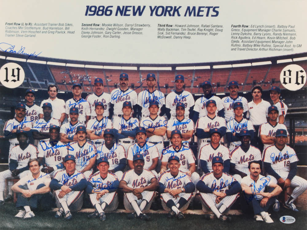 1986 New York Mets 15x20 Photo Signed by (27) with Bob Murphy, Dwight Gooden, Darryl Strawberry, Keith Hernandez, Roger McDowell, Gary Carter (Beckett LOA) at PristineAuction.com 1986 New York Mets 15x20 Photo Signed by (27) with Bob Murphy, Dwight Gooden, Darryl Strawberry, Keith Hernandez, Roger McDowell, Gary Carter (Beckett LOA) at PristineAuction.com