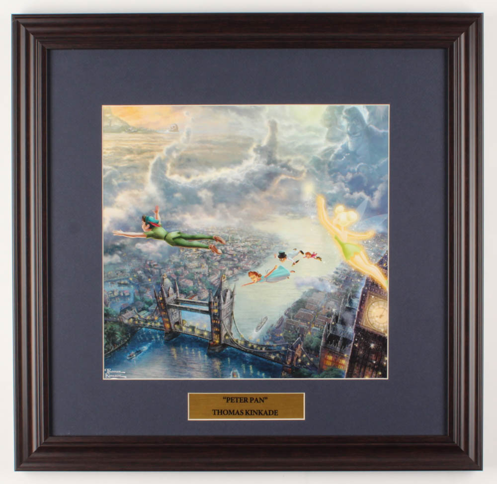 Thomas Kinkade Walt Disney's "Peter Pan" 18x18.5 Custom Framed Print Display at PristineAuction.com Thomas Kinkade Walt Disney's "Peter Pan" 18x18.5 Custom Framed Print Display at PristineAuction.com