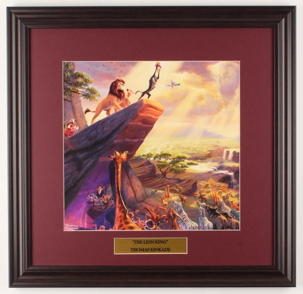 Thomas Kinkade Walt Disney's "The Lion King" 18x18.5 Custom Framed Print Display at PristineAuction.com Thomas Kinkade Walt Disney's "The Lion King" 18x18.5 Custom Framed Print Display at PristineAuction.com