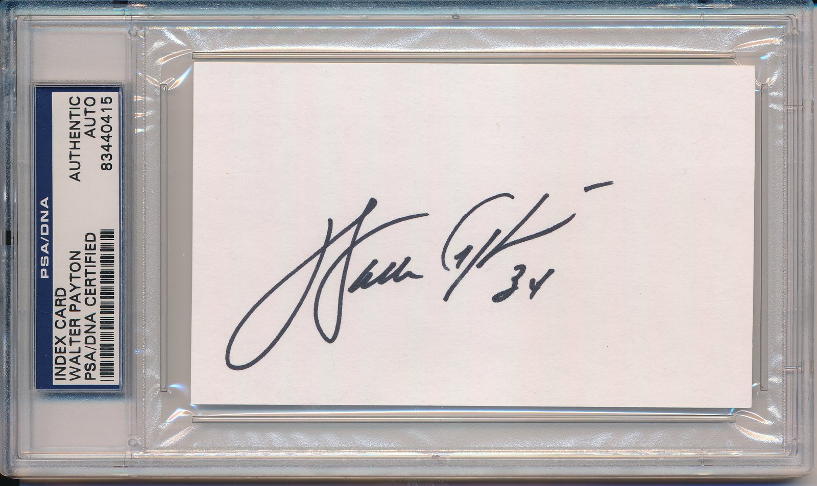 Walter Payton Signed 3x5 Index Card (PSA Encapsulated) at PristineAuction.com Walter Payton Signed 3x5 Index Card (PSA Encapsulated) at PristineAuction.com