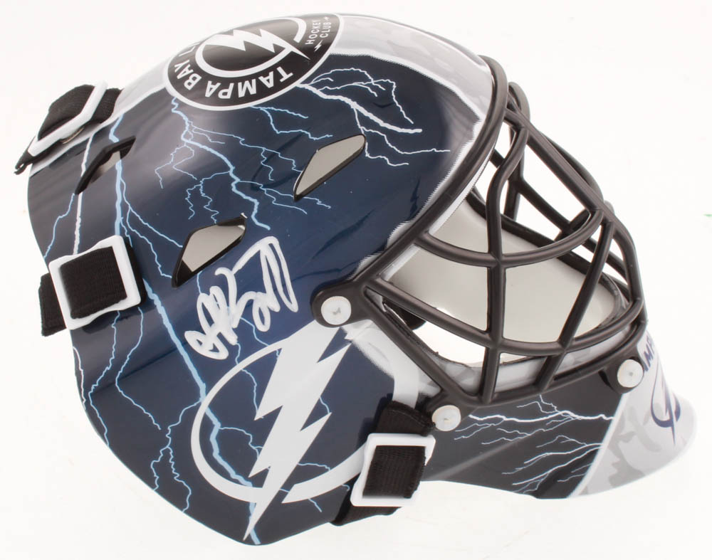 Andrei Vasilevskiy Signed Lightning Mini Goalie Mask (JSA COA) at PristineAuction.com Andrei Vasilevskiy Signed Lightning Mini Goalie Mask (JSA COA) at PristineAuction.com