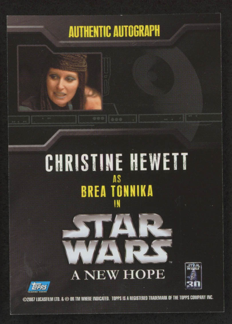 Christine Hewett 2007 Star Wars 30th Anniversary Autographs #NNO at PristineAuction.com Christine Hewett 2007 Star Wars 30th Anniversary Autographs #NNO at PristineAuction.com