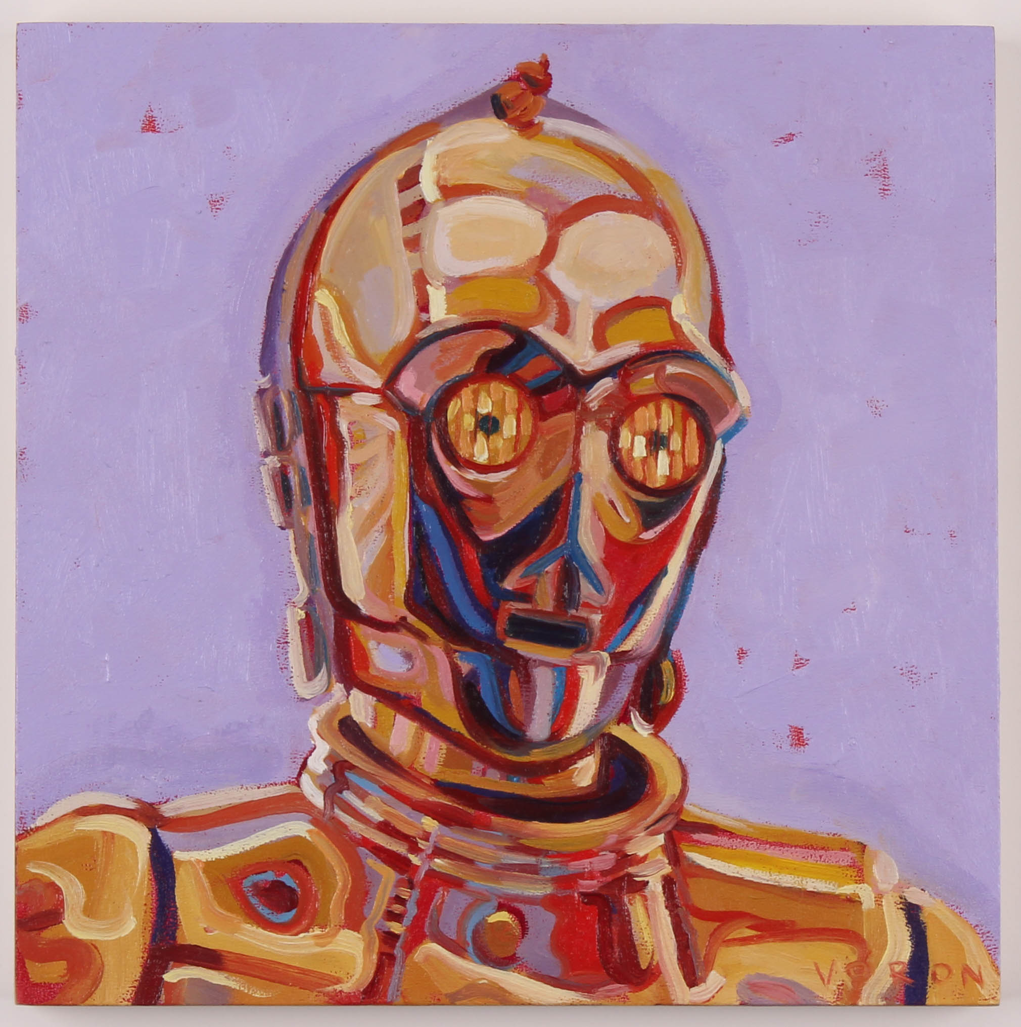 Brianna Voron Signed "C-3PO" 8x8 Original Oil Painting on Wood Panel (PA LOA) at PristineAuction.com Brianna Voron Signed "C-3PO" 8x8 Original Oil Painting on Wood Panel (PA LOA) at PristineAuction.com