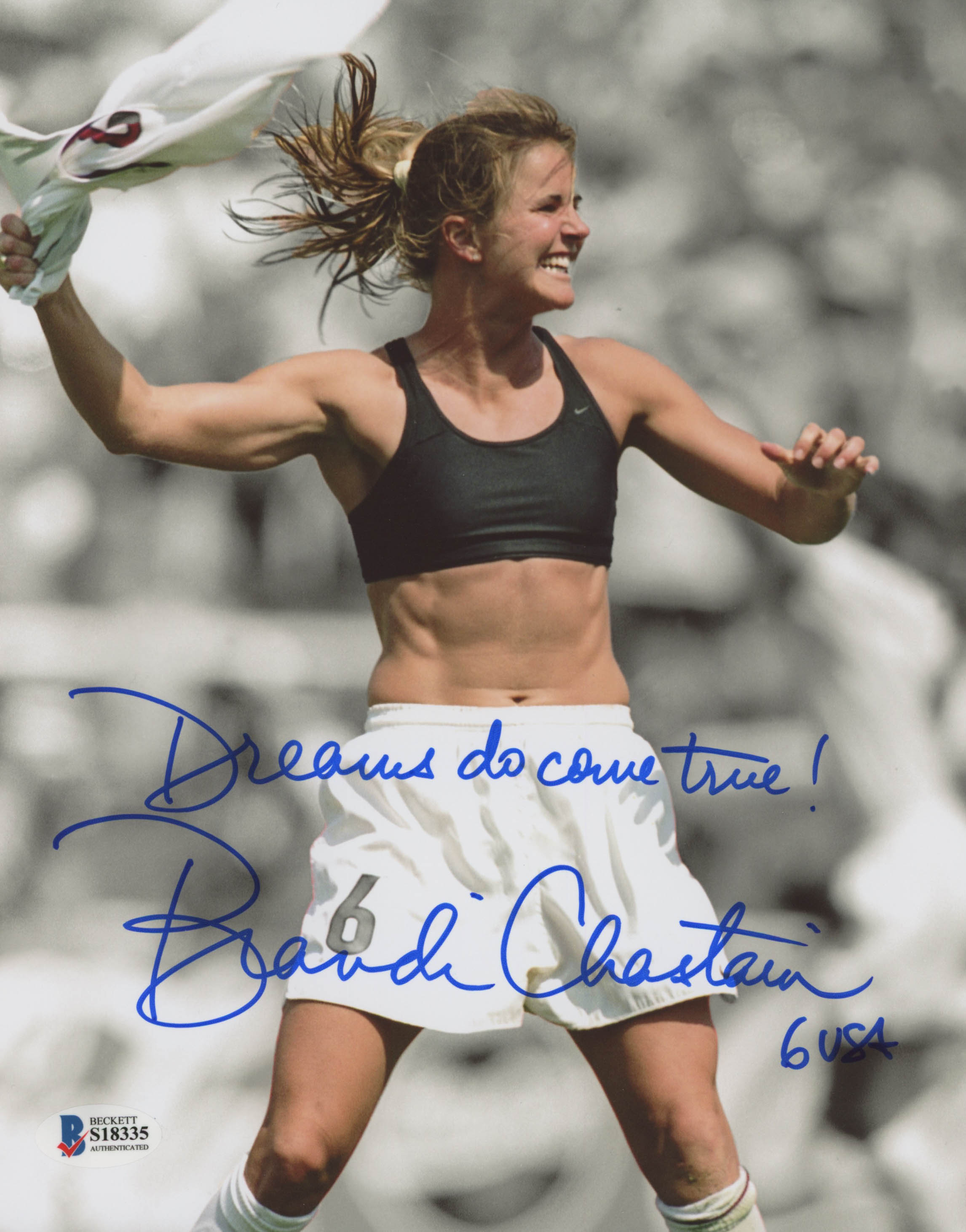 Brandi Chastain Signed Team USA 8x10 Photo Inscribed "Dreams Do Come True!" & "USA" (Beckett COA) at PristineAuction.com Brandi Chastain Signed Team USA 8x10 Photo Inscribed "Dreams Do Come True!" & "USA" (Beckett COA) at PristineAuction.com