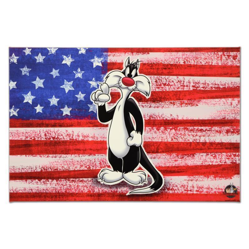 Looney Tunes "Patriotic Series: Sylvester" LE 30x20 Giclee on Gallery Wrapped Canvas at PristineAuction.com Looney Tunes "Patriotic Series: Sylvester" LE 30x20 Giclee on Gallery Wrapped Canvas at PristineAuction.com