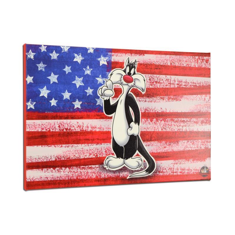 Looney Tunes "Patriotic Series: Sylvester" LE 30x20 Giclee on Gallery Wrapped Canvas at PristineAuction.com Looney Tunes "Patriotic Series: Sylvester" LE 30x20 Giclee on Gallery Wrapped Canvas at PristineAuction.com