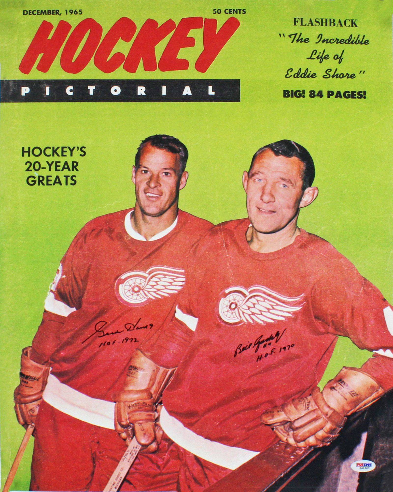 Gordie Howe & Bill Gatsby Signed Red Wings 16x20 Photo Inscribed "HOF 1972" & "HOF 1970" (PSA COA) at PristineAuction.com Gordie Howe & Bill Gatsby Signed Red Wings 16x20 Photo Inscribed "HOF 1972" & "HOF 1970" (PSA COA) at PristineAuction.com
