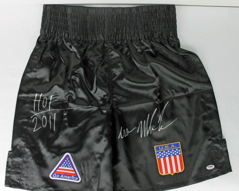 Mike Tyson Signed Boxing Shorts Inscribed "HOF 2011" & "Iron" (PSA COA) at PristineAuction.com Mike Tyson Signed Boxing Shorts Inscribed "HOF 2011" & "Iron" (PSA COA) at PristineAuction.com