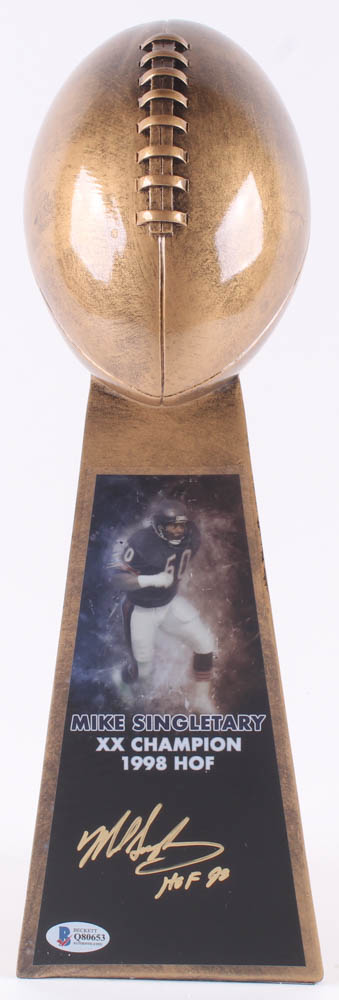 Mike Singletary Signed 15" Gold Football Championship Trophy Inscribed "HOF 98" (Beckett COA) at PristineAuction.com Mike Singletary Signed 15" Gold Football Championship Trophy Inscribed "HOF 98" (Beckett COA) at PristineAuction.com