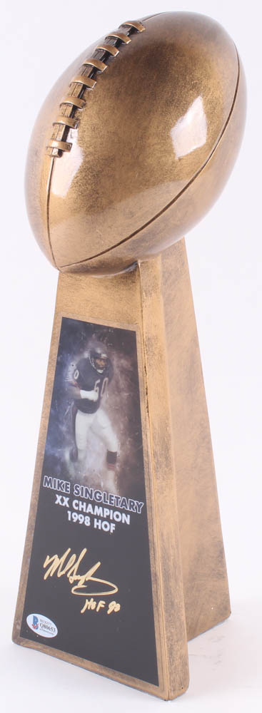 Mike Singletary Signed 15" Gold Football Championship Trophy Inscribed "HOF 98" (Beckett COA) at PristineAuction.com Mike Singletary Signed 15" Gold Football Championship Trophy Inscribed "HOF 98" (Beckett COA) at PristineAuction.com