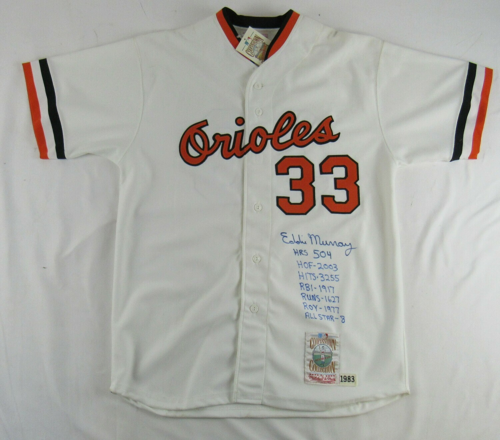 Eddie Murray Signed Orioles Jersey with (7) Career Highlight Stat Inscriptions (JSA COA 