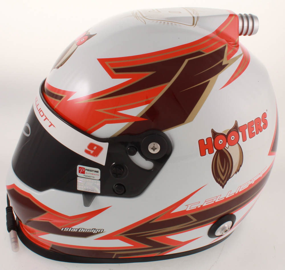 Chase Elliott Signed NASCAR Hooters Full-Size Helmet (Elliott COA & PA COA) at PristineAuction.com Chase Elliott Signed NASCAR Hooters Full-Size Helmet (Elliott COA & PA COA) at PristineAuction.com