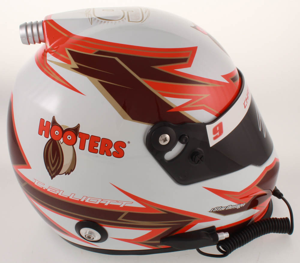 Chase Elliott Signed NASCAR Hooters Full-Size Helmet (Elliott COA & PA COA) at PristineAuction.com Chase Elliott Signed NASCAR Hooters Full-Size Helmet (Elliott COA & PA COA) at PristineAuction.com