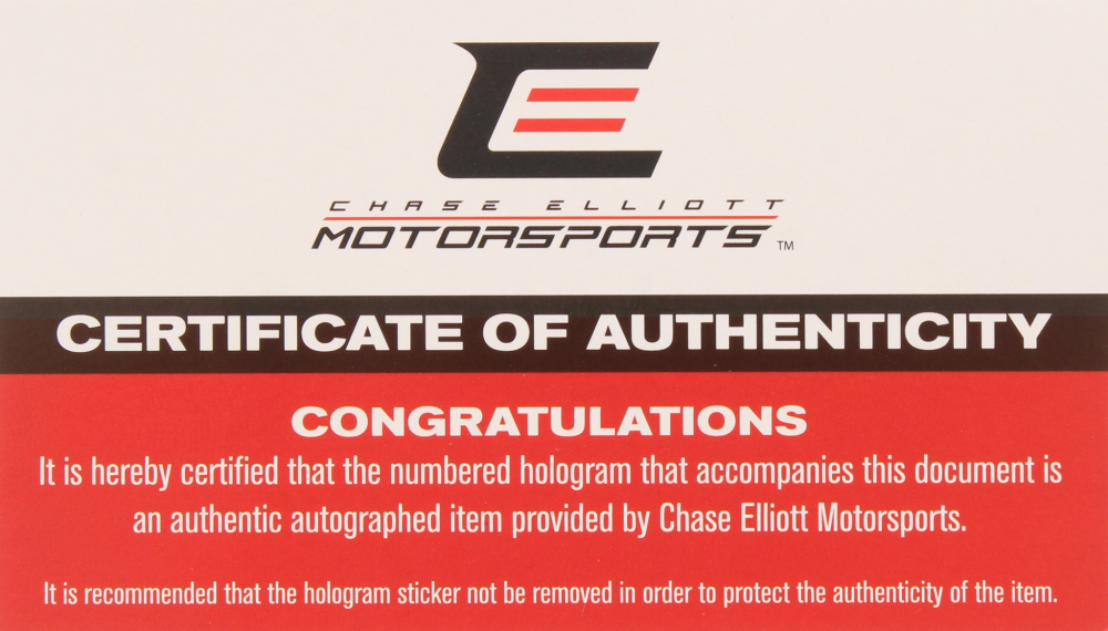 Chase Elliott Signed NASCAR Hooters Full-Size Helmet (Elliott COA & PA COA) at PristineAuction.com Chase Elliott Signed NASCAR Hooters Full-Size Helmet (Elliott COA & PA COA) at PristineAuction.com