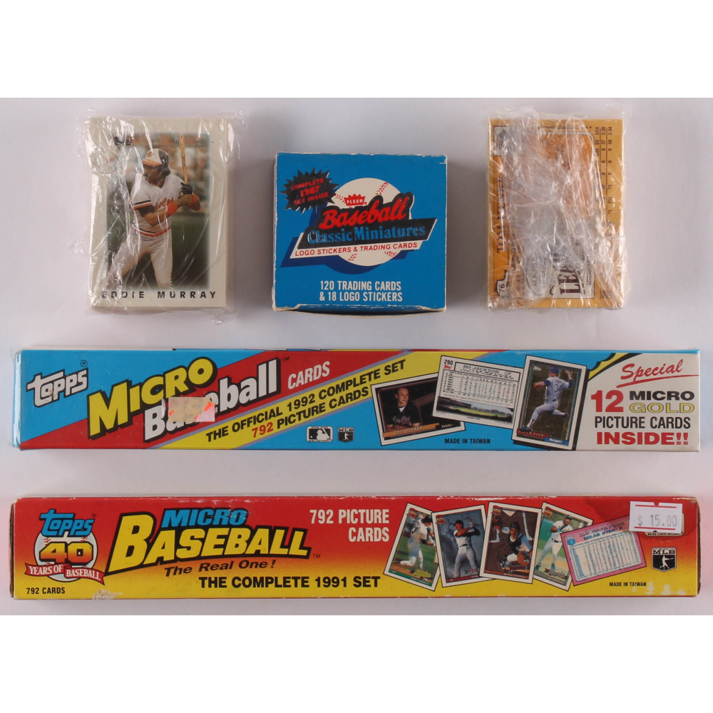 Lot of (5) Complete Sets of Micro Baseball Cards with 1991 Topps Micro, 1992  Topps Micro, 1987 Fleer Classic Miniatures, 1987 Topps Mini Leaders, & 1986  Topps Mini Leaders | Pristine Auction