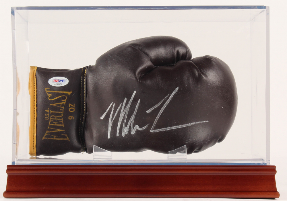 Mike Tyson Signed Vintage Everlast Leather Boxing Glove with Wooden