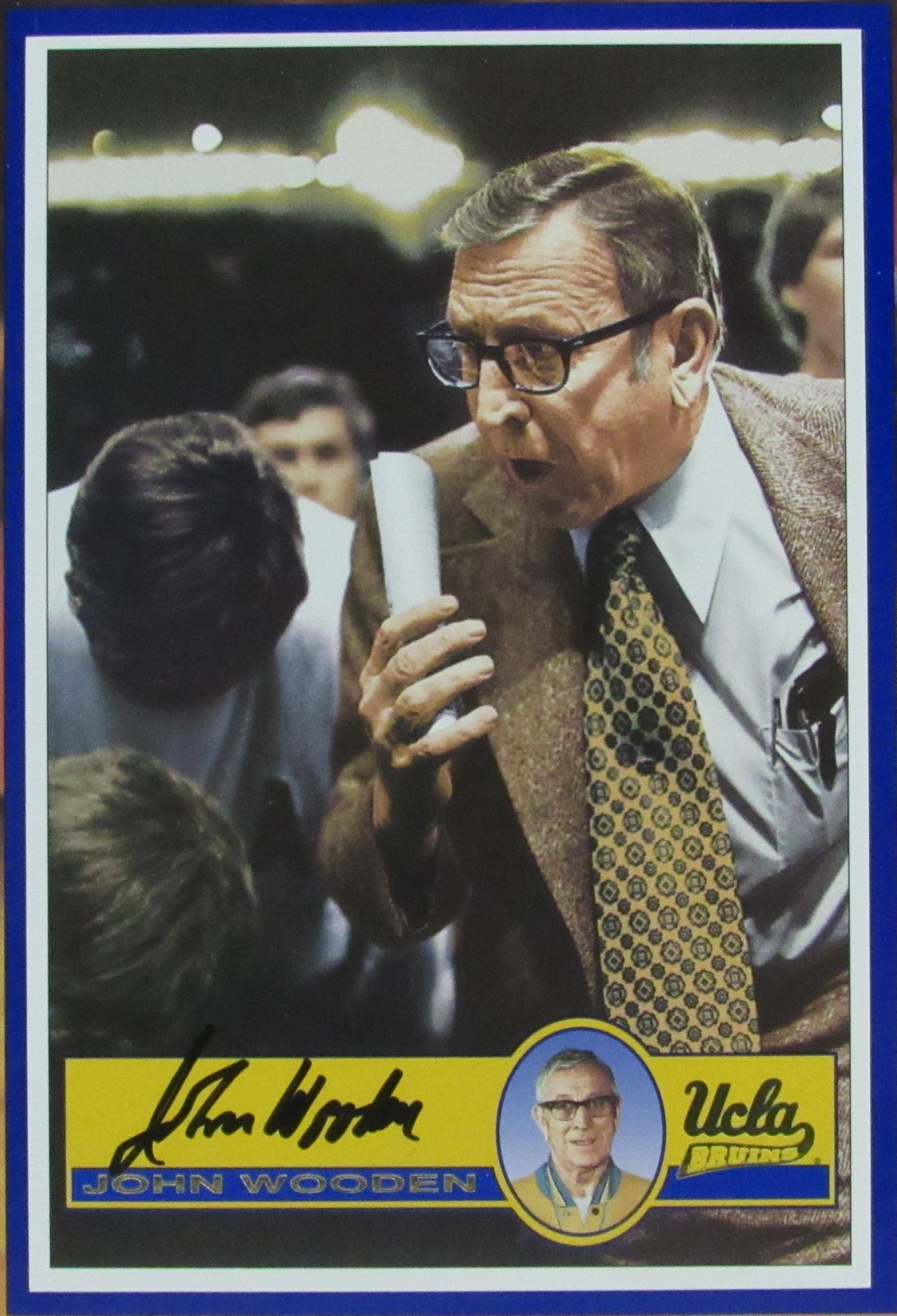 John Wooden & Bill Walton Signed UCLA Bruins 12x16 Custom Matted Postcard Display with (2) Coins (JSA COA) at PristineAuction.com John Wooden & Bill Walton Signed UCLA Bruins 12x16 Custom Matted Postcard Display with (2) Coins (JSA COA) at PristineAuction.com