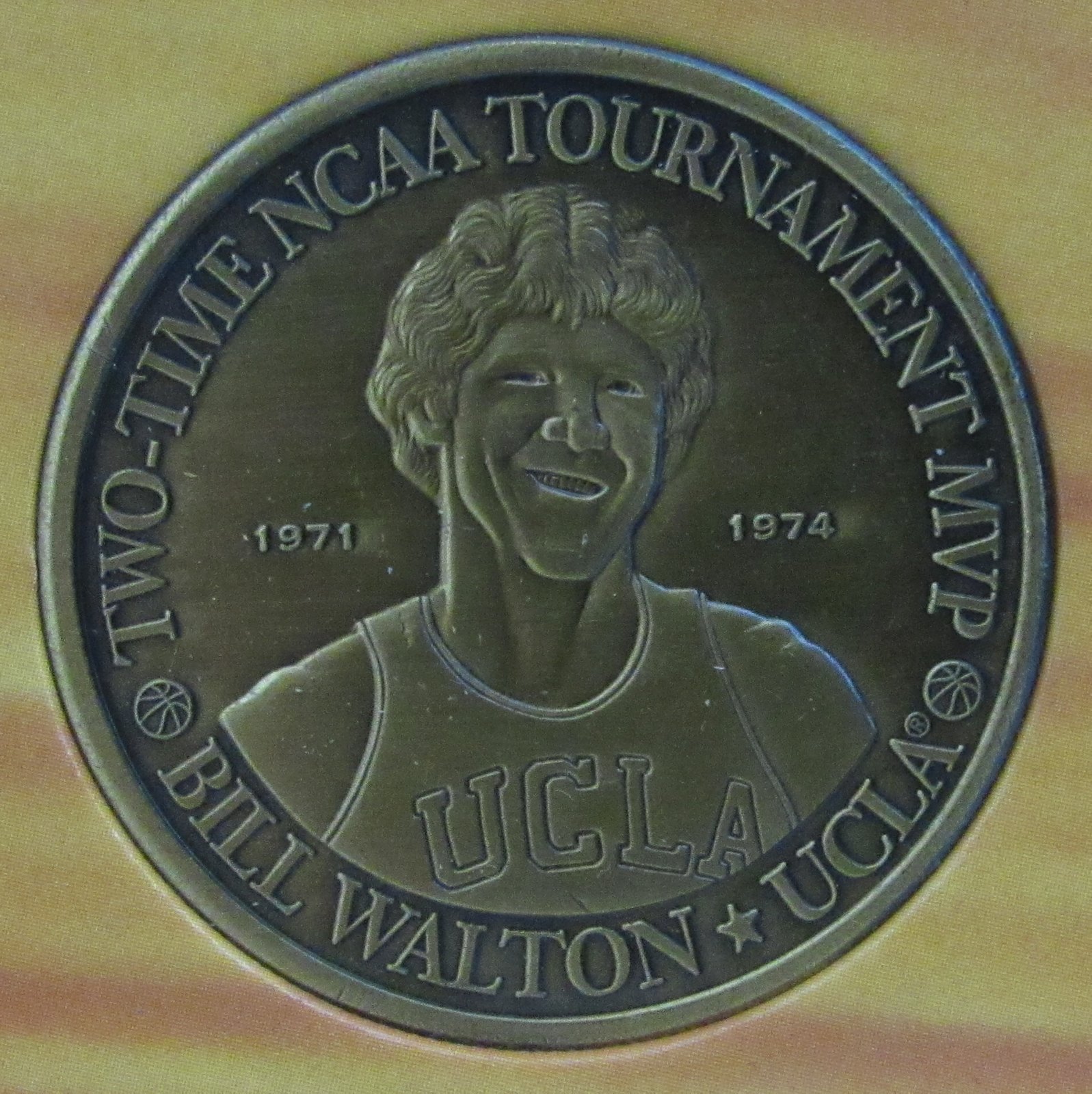 John Wooden & Bill Walton Signed UCLA Bruins 12x16 Custom Matted Postcard Display with (2) Coins (JSA COA) at PristineAuction.com John Wooden & Bill Walton Signed UCLA Bruins 12x16 Custom Matted Postcard Display with (2) Coins (JSA COA) at PristineAuction.com
