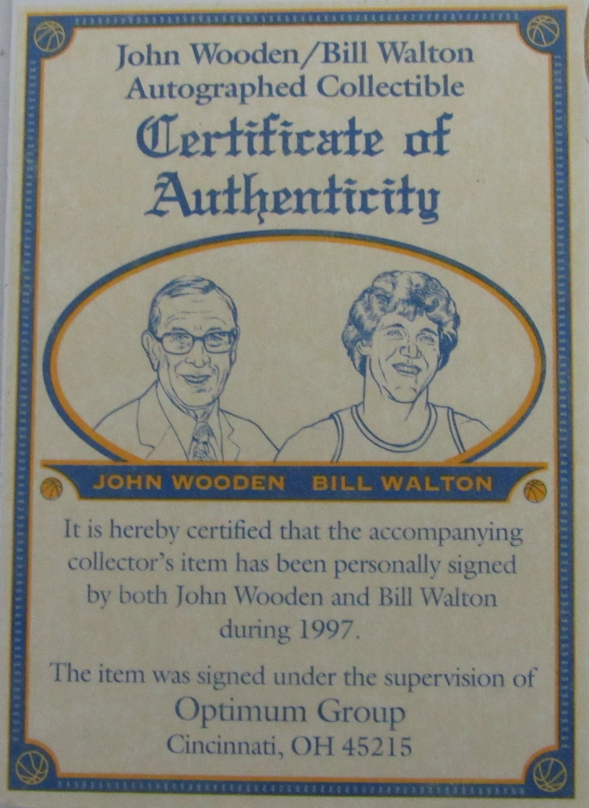 John Wooden & Bill Walton Signed UCLA Bruins 12x16 Custom Matted Postcard Display with (2) Coins (JSA COA) at PristineAuction.com John Wooden & Bill Walton Signed UCLA Bruins 12x16 Custom Matted Postcard Display with (2) Coins (JSA COA) at PristineAuction.com
