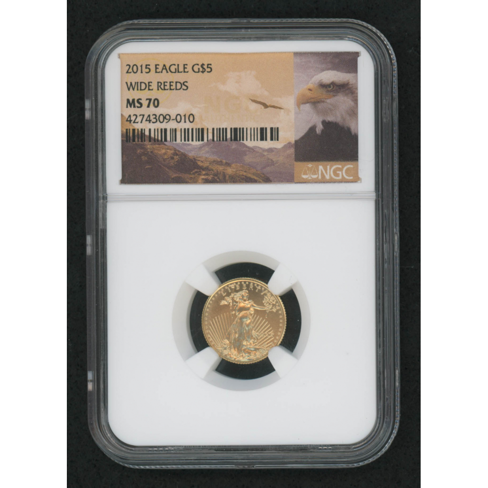 Wide Reeds NGC MS70 2015 American Gold Eagle 1//10 oz First Releases $5