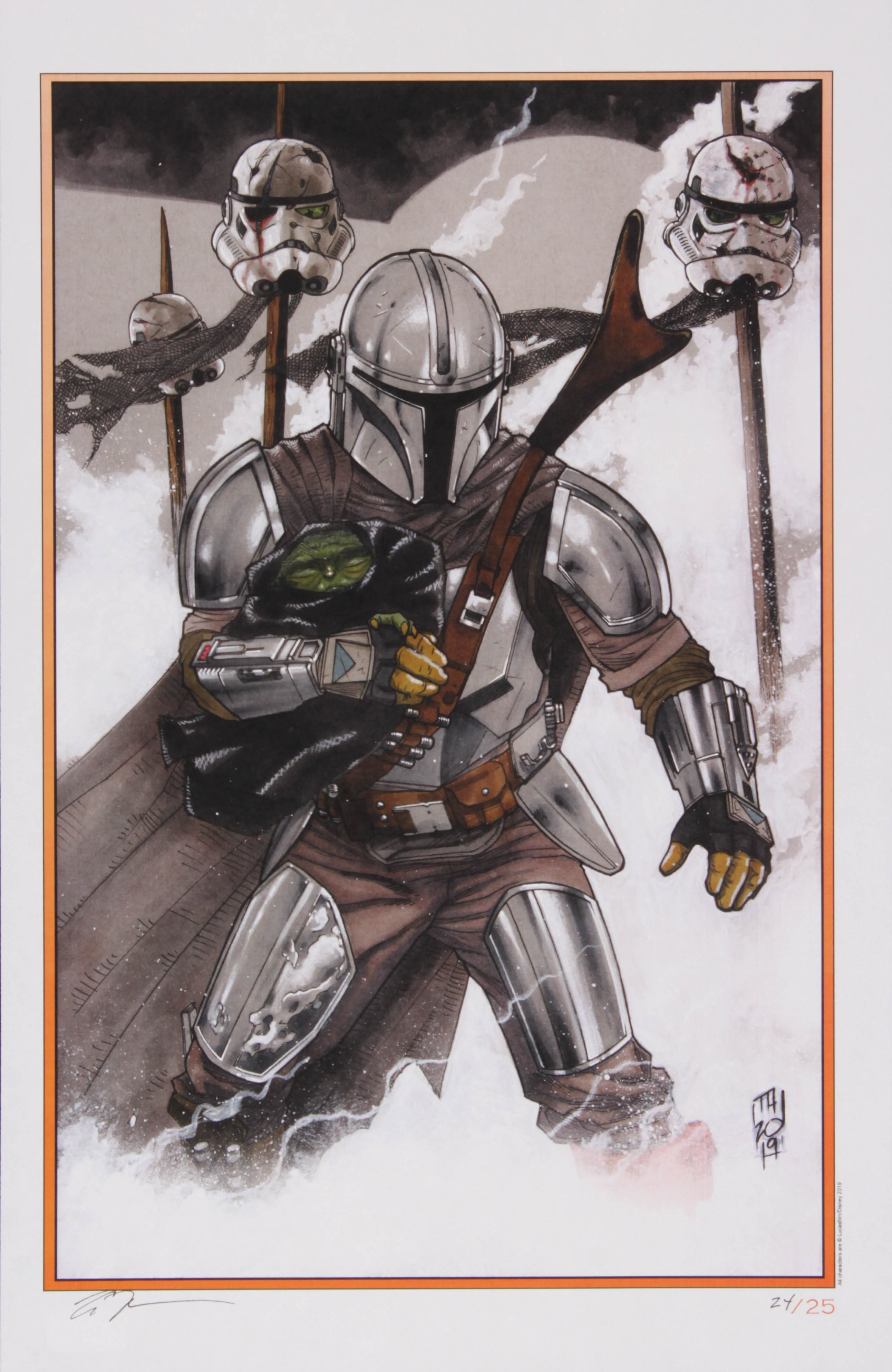 Tom Hodges Signed LE "Star Wars" - "The Mandalorian & The Child" 11" x 17" Lithograph (PA COA) at PristineAuction.com Tom Hodges Signed LE "Star Wars" - "The Mandalorian & The Child" 11" x 17" Lithograph (PA COA) at PristineAuction.com