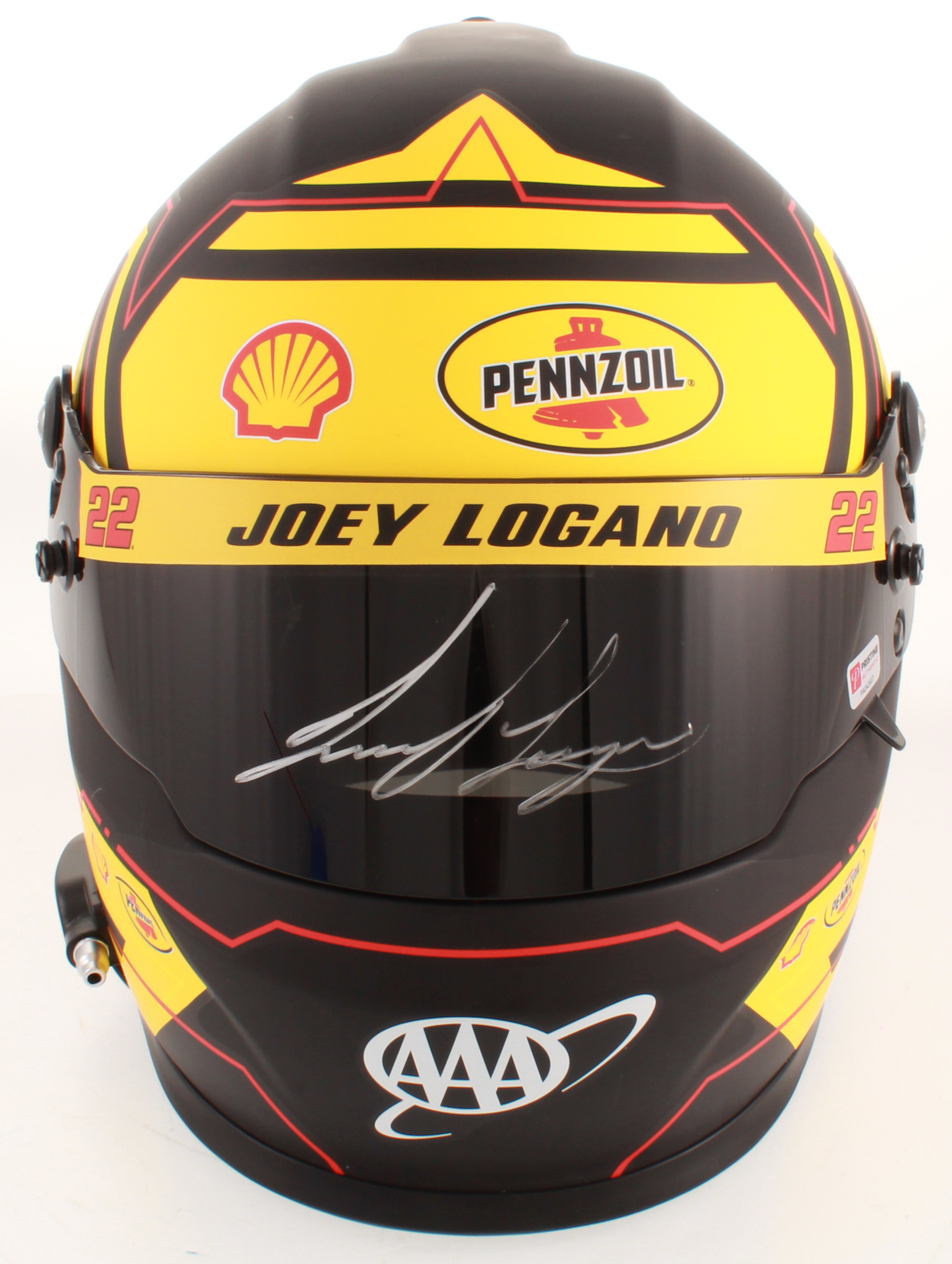Joey Logano Signed NASCAR Pennzoil Full-Size Helmet (PA COA) at PristineAuction.com Joey Logano Signed NASCAR Pennzoil Full-Size Helmet (PA COA) at PristineAuction.com